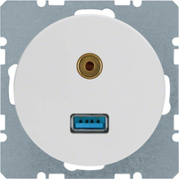 Berker USB/3,5 mm Audio Steckdose R.1/R.3 polarweiß, glänzend