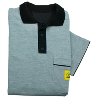 WETEC ESD-Polo-Shirt, mit schwarzem Kragen, Größe XL, grau