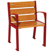 Silaos Wood and Steel Chair - RAL 3004 - Purple Red - Light Oak - With Armrests