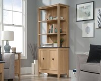 Home Study 3 Shelf Bookcase with Double Doors Dover Oak with Slate Finish - 5426135 -