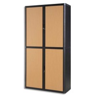 PAPERFLOW EasyOffice armoire démontable corps en PS teinté Noir Hêtre - Dimensions L110xH204xP41,5 cm