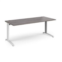 TR10 straight desk 1800mm x 800mm - white frame and grey oak top