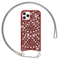 NALIA Glitter Cover with Chain compatible with iPhone 11 Pro Max Case, Diamond Mobile Back Protector & Necklace, Sparkly Silicone Bumper Shockproof Protective Skin Twinkle TPU C...