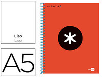 Cuaderno Espiral Liderpapel A5 Micro Antartik Tapa Forrada 120 H 100G Liso con Bandas 6 Taladros Color Rojo