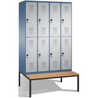 EVOLO cloakroom locker, double tier, with bench