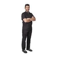 Chef Works Springfield Zipper Men's Chefs Jacket with Short Sleeves in Black - L