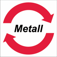 System-Wertstoffkennzeichnung - Metall, Rot/Weiß, 10 x 10 cm, Aluminium, Seton