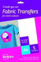 T-Shirt transfer fogli A4 termotrasferibili per cotone scuro - stampanti Inkjet - 210x297 - 4 ff