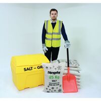 Winter snow and ice clearance starter kits incl. 8 x bags 25kg white de-icing salt