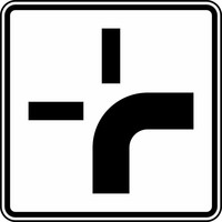 Verkehrszeichen VZ 1002-20 Verlauf der Vorfahrtstraße, 420 x 420, 2mm flach, RA 1