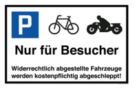 Velo & Motorrad - Nur Für Besucher, Parkplatzschild, 45 x 30 cm, aus Alu-Verbund, mit UV-Schutz