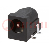 Connector: DC supply; socket; male; 5.5/2.1÷2.5mm; SMT; black; 2A