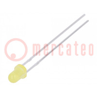 LED; 3mm; giallo; 210÷350mcd; 60°; Frontale: convesso; 1,6÷2,4V
