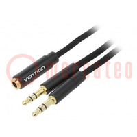 Cable; Jack 3.5mm 3pin plug x2,Jack 3.5mm 4pin socket; 0.3m