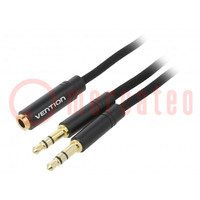 Cable; Jack 3.5mm 3pin plug x2,Jack 3.5mm 4pin socket; 1m