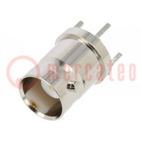 Connector: BNC; socket; female; straight; 50Ω; THT; on PCBs; PTFE