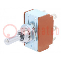 Switch: toggle; Pos: 3; DP3T; ON-OFF-(ON); 6A/250VAC; 20A/30VDC