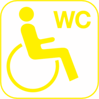 Piktogramm - Rollstuhlfahrer, WC, Gelb, 10 x 10 cm, Kunststofffolie