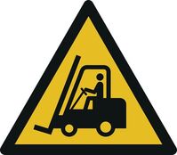 Bodenmarkierung - Warnung vor Flurförderzeugen, Gelb/Schwarz, 40 cm, PVC, R10