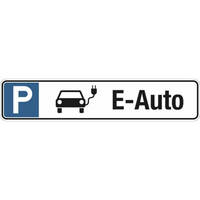 SafetyMarking Parkplatzschild Symbol: P, E-Auto, Größe: 52 x 11 cm, Alu geprägt