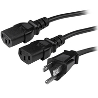 StarTech.com 10ft (3m) Computer Power Cord, NEMA 5-15P to 2x IEC 320 C13, 10A 125V, 18AWG, Black Replacement AC Power Cord, Printer Power Cord, PC Power Supply Cable, Monitor Po...