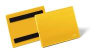 Durable Magnetic Ticket Label Holder Document Pockets - 50 Pack - A6 Yellow