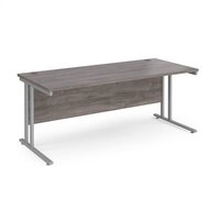 Maestro 25 straight desk 1800mm x 800mm - silver cantilever leg frame and grey o
