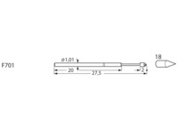 Standard-Prüfstift mit Tastkopf, Kegel, Ø 1.01 mm, Hub 5 mm, RM 1.9 mm, L 27.5 m