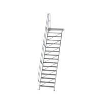 Treppe mit Plattform 60° Stufenbreite 1000 mm, 16 Stufen, Aluminium geriffelt