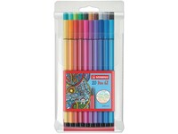 STABILO Pen 68 vezelpuntpen, medium punt, diverse inktkleuren, polypropyleen huls in diverse kleuren (pak 20 stuks)