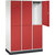 Armario guardarropa de acero de dos pisos INTRO, A x P 1220 x 500 mm, 6 compartimentos, cuerpo blanco puro, puertas en rojo vivo.