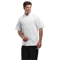 Whites Boston Unisex Short Sleeve Chefs Jacket with Press Studs in White - M