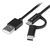 USB-A auf Micro-USB und USB-C Kabel ComboCord 1m textil schwarz