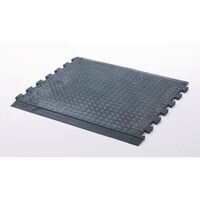 Anti-fatigue rubber chequer plate matting - centre section, black