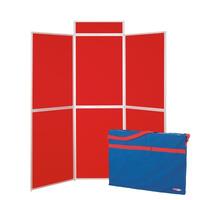 Aluminium framed, large panel, folding display panel kit - 6 panel, red