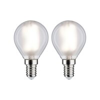 LED Filamentlampe Tropfenform, E14, 4,8W, 4000K, 470lm, matt, 2er-Pack