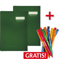 2 SoldanPlus Unterschriftenmappen einer Farbe + 20 Kugelschreiber GRATIS, grün