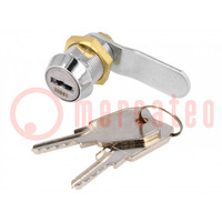 Lock; zinc and aluminium alloy; 22mm; chromium; Key code: 25001