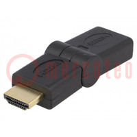 Adapter; beweegbare HDMI-contrastekker 90°,HDMI-stekker; zwart