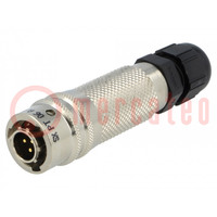 Connector: circular; plug; for cable; PIN: 3; male; soldering; 600V