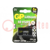 Batterij: lithium; 9V; 6F22; niet-oplaadbaar; 1st.
