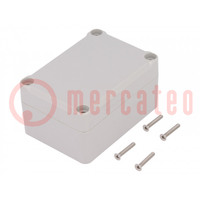 Enclosure: multipurpose; X: 50mm; Y: 70mm; Z: 36mm; ABS; grey; gasket