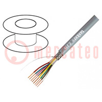 Wire; LiY-CY; 2x0.25mm2; shielded,tinned copper braid; PVC; grey