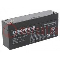 Re-battery: acid-lead; 6V; 3Ah; AGM; maintenance-free; 134x34x66mm