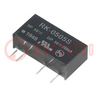 Converter: DC/DC; 1W; Uin: 4.5÷5.5V; Uout: 5VDC; Iout: 200mA; SIP7; RK