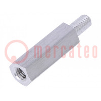 Screwed spacer sleeve; 20mm; Int.thread: M4; Ext.thread: M4