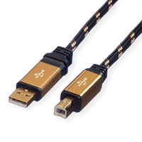 ROLINE GOLD USB 2.0 Kabel, Typ A-B, Retail Blister, 1,8 m