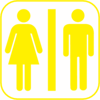 Piktogramm - Toiletten, Gelb, 20 x 20 cm, PVC-Folie, Selbstklebend, Weiß