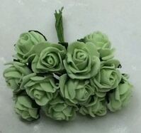Artificial Colourfast Cottage Rose Bud Bunch, 12 Flowers - 12cm, Pistachio