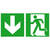Notausgang links Rettungsschild, Folie selbstklebend, 40x20 cm DIN EN ISO 7010 E001 + Zusatzzeichen ASR A1.3 E001 + Zusatzzeichen